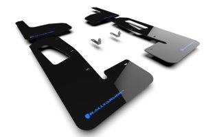 Rivian R1T Mud Flaps - Rally Armor - UR Series with Nitrous Blue Logo - Black - `22-`25 Rivian R1T Mud Flaps - Rally Armor - UR Series with Nitrous Blue Logo - Black - `22-`25